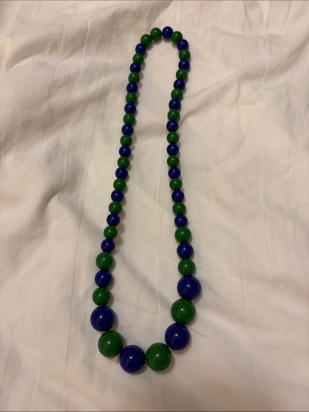 Ina Blue and Green Graduated Bead Necklace stretchy.
